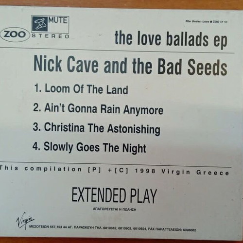 Nick Cave And The Bad Seeds The Love Ballads EP CD used, punk