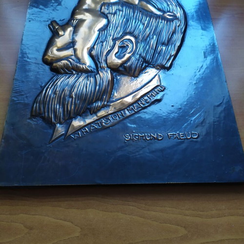Sigmund Freud copper portrait used with inscription