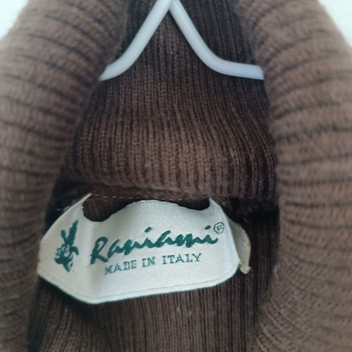 Brown knitted short-sleeve turtleneck blouse used, size S