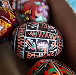 Σετ 7 χειροποίητα ξύλινα αυγά Pysanka style σαν καινούργια
