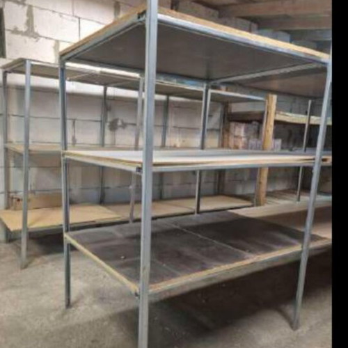 Heavy-Duty Metal Shelves like new with wooden surfaces