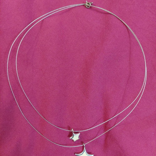 Necklace with stars like new, double, white and silver