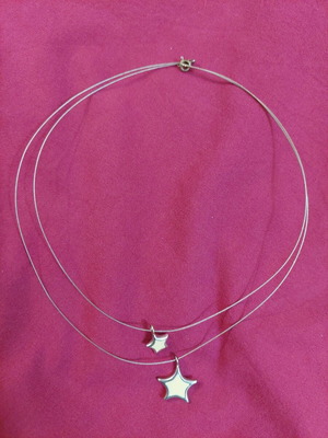 Necklace with stars like new, double, white and silver
