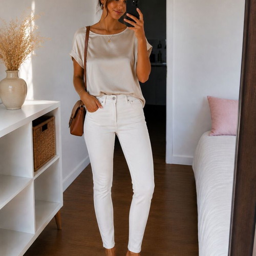 Stradivarius white fitted pants used, size S