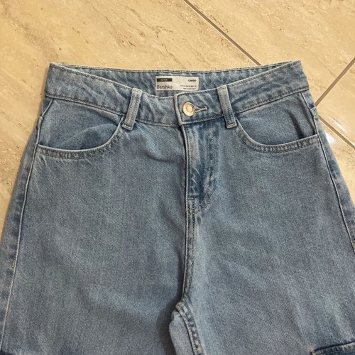 Bershka women's cargo jeans like new, size 34, blue