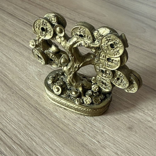 Feng Shui Money Tree με κινέζικα νομίσματα, χρυσαφί