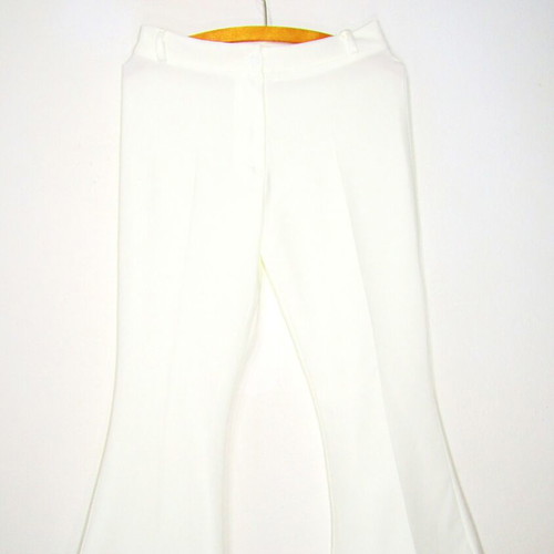 Crop pants flared white new, medium-large with zipper