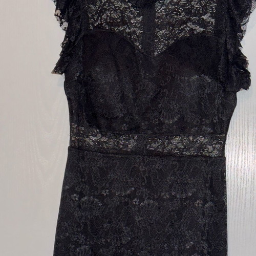 Black midi lace dress elastic one size like new