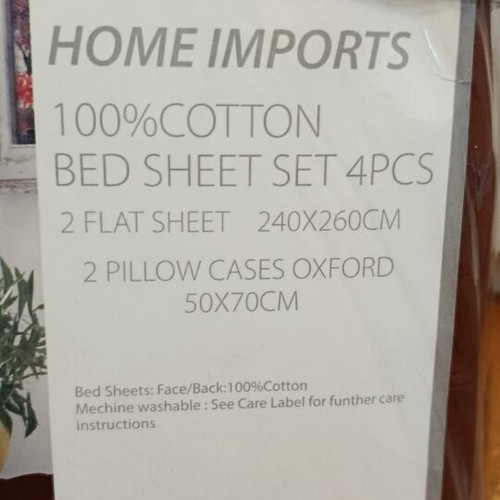 Home Imports 4-Piece Cotton Bed Sheet Set new with bath towel gift
