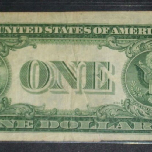 1935-E $1 Silver Certificate with Double Gutter Fold and First Print Misaligned used