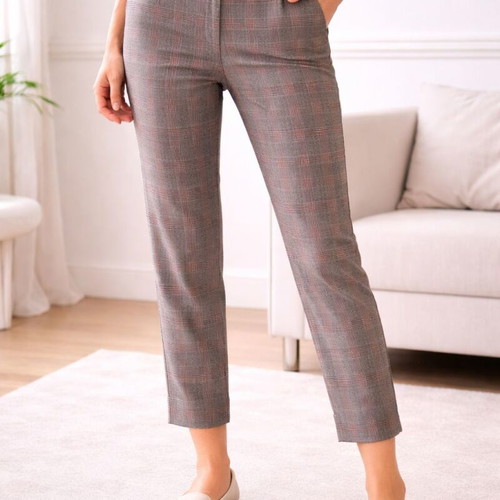 Bovona plaid high-waist women's pants elegant like new, size 40