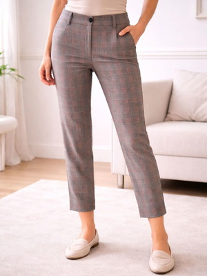 Bovona plaid high-waist women's pants elegant like new, size 40
