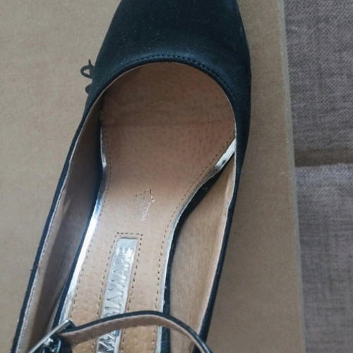 Mariamare satin pumps with embroidery and ankle strap, like new, leather