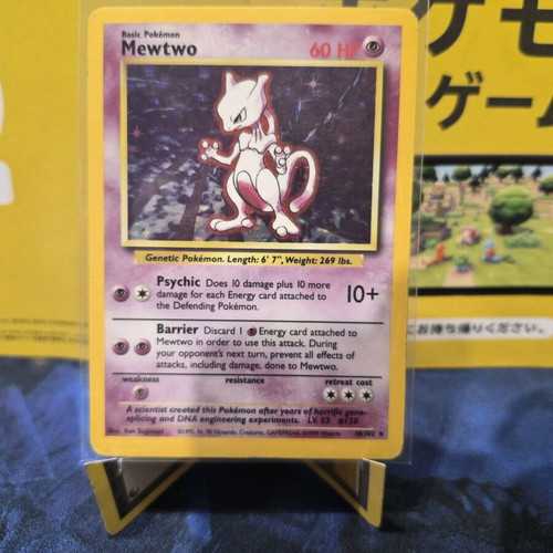 Pokemon Mewtwo Card 10/102 Holo Rare Base Set 1999 like new