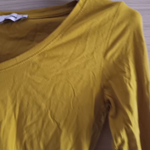 Pink Woman women's slim blouse used, mustard color, size S