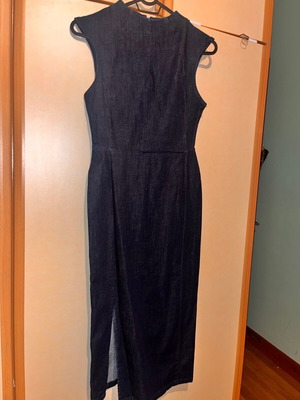 Denim midi dress dark blue used with slit