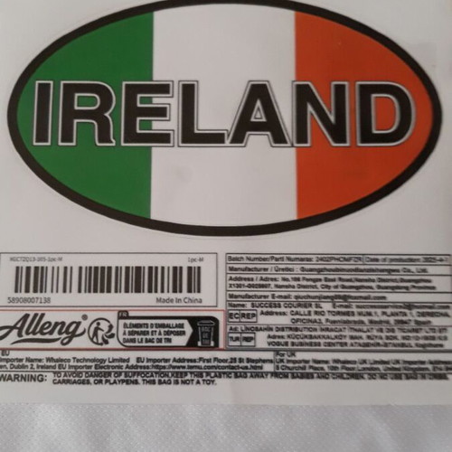 Ireland large oval sticker waterproof and indelible new