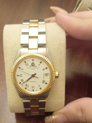 Baume & Mercier δίχρωμο ρολόι χειρός quartz με λευκό καντράν