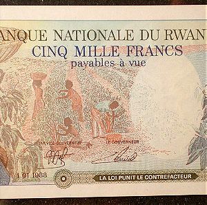 RWANDA, 5000 francs 1988 crisp UNC