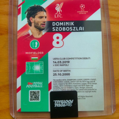 Dominik Szoboszlai Topps Total Football card like new, Liverpool /50