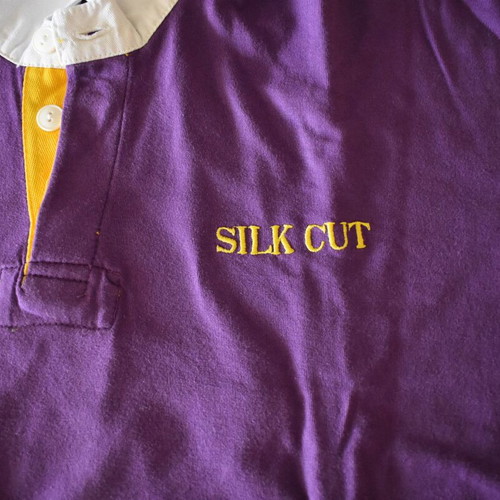 Silk Cut collectible shirt size L like new, purple with white collar