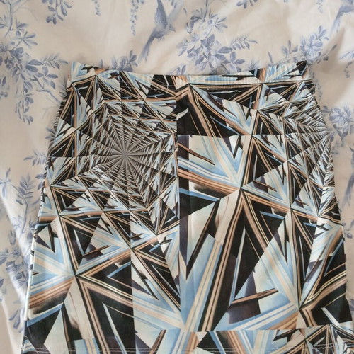 LA Dolls skirt used, elastic fabric, gray and blue, size S