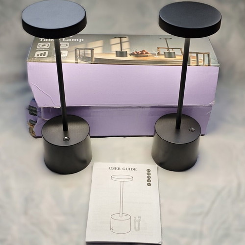PreeOtti LED-281 Cordless LED Table Lamps Set of 2 New Black