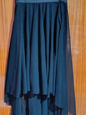 Evening strapless asymmetrical dress, size S, black