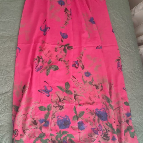 Maxi beach dress like new, bright pink with blue-green flowers, size S