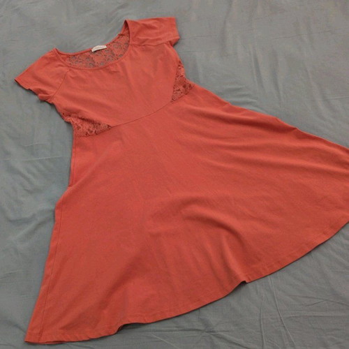 Aniston midi dress coral with lace, like new, size M