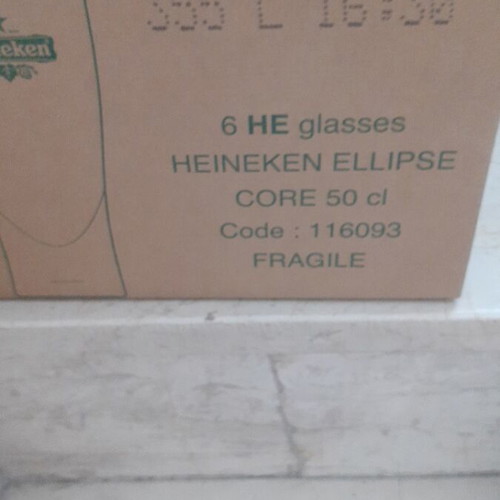 Heineken beer glass set with coasters, new, 6 pieces, 500 ml
