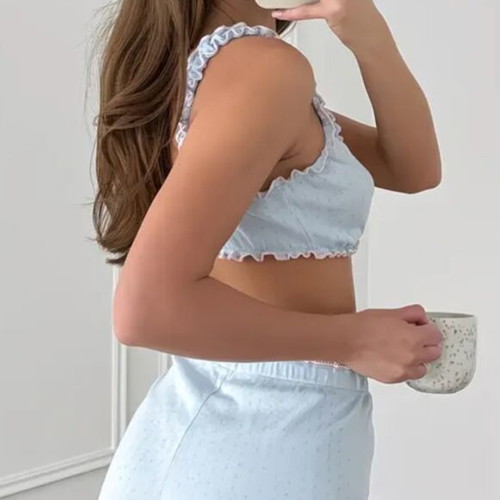 Blue summer pajama set like new, size XL