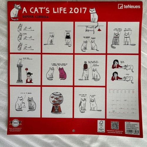 A Cat's Life 2017 Wall Calendar teNeues like new