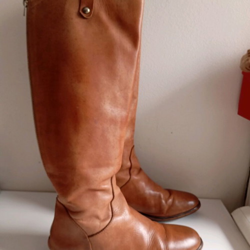 Leather women's boots used, size 38, brown