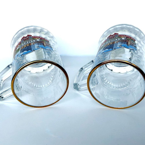 German Hamburg Beer Glass Mugs 0.5 Liter New Set of 2