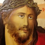 Ιερή εικόνα Ο Νυμφίος vintage σκαλιστή σε σχιστό ξύλο, σαν καινούργιο