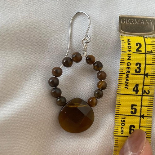 Handmade earrings with tiger eye beads and mineral glass made to order