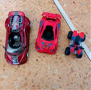 Spiderman δύο αυτοκίνητα κ μηχανή με φώτα πακέτο