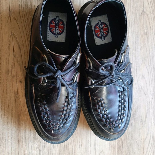 Oxford Nevermind platform shoes used, genuine leather, color grenat, size 39