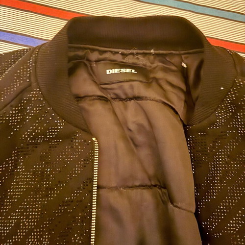 Diesel bomber jacket black with subtle rhinestone design, like new, kids XXS