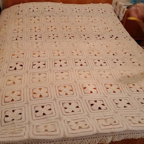 Vintage crocheted handmade blanket unused