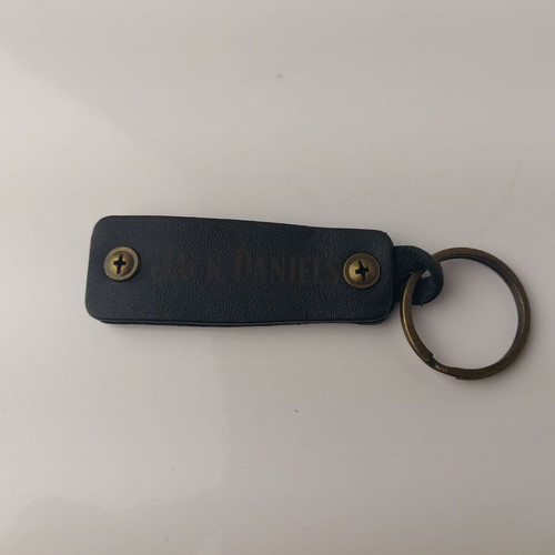 Jack Daniel's Whiskey collector keychain black leather used
