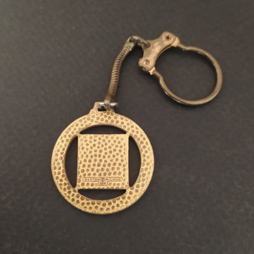 Vintage Zastava car keychain used, 1960s Bertoni Milano