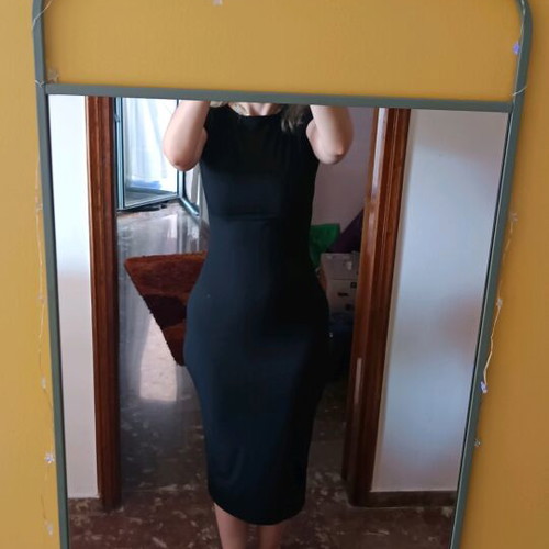 Ριπ ελαστικό φόρεμα σαν καινούργιο, midi, one size, μαύρο