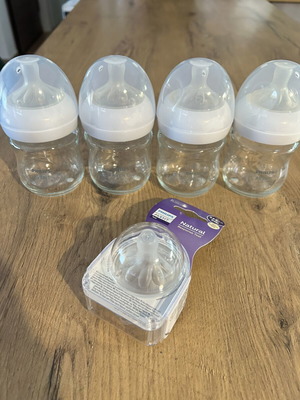 Philips Avent glass baby bottles pack of 4 with new nipples