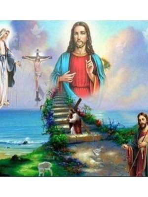 Σετ ζωγραφικής με διαμάντια Χριστός Σκάλα προς τον ουρανό 25x30 εκ καινούργιο