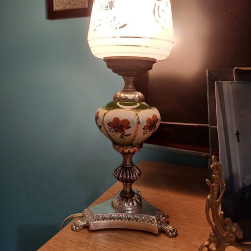 Antique table lamp used, porcelain, rare aesthetic (1970)