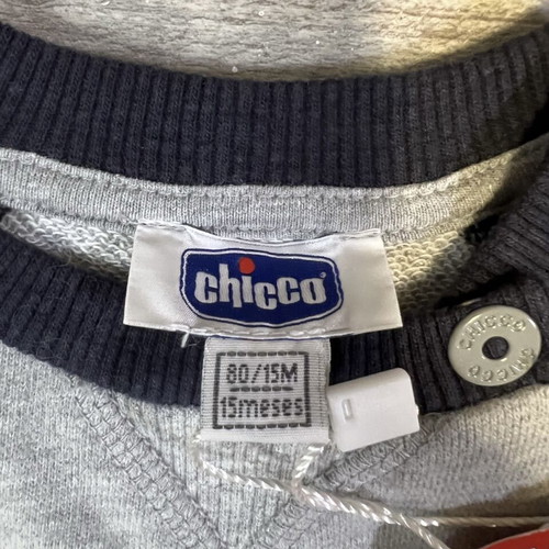 Chicco Baby Tracksuit Set Grey/Black Raglan Top and Joggers Size 80/15M NWT