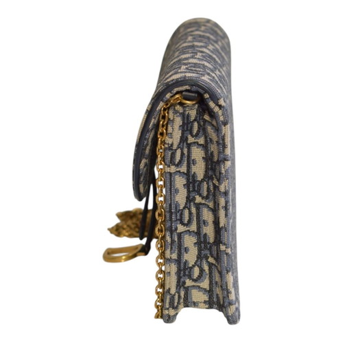 Christian Dior Blue Oblique Jacquard Wallet on Chain