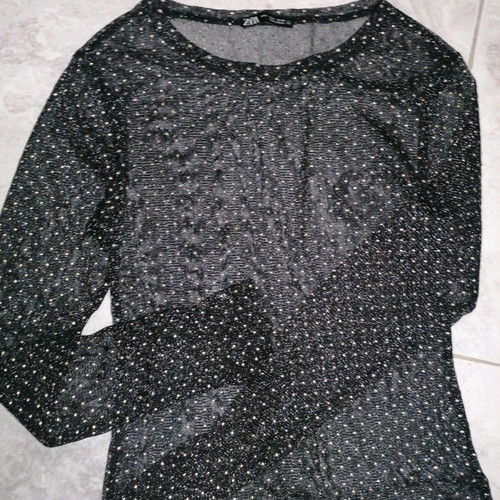 See through women's blouse Zara new with studs and silver glitter